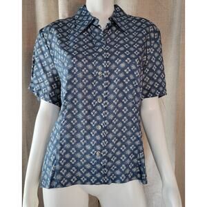 Pendleton KnockAbouts Short Sleeve Shirt Geometric Blue White Tailored Fit